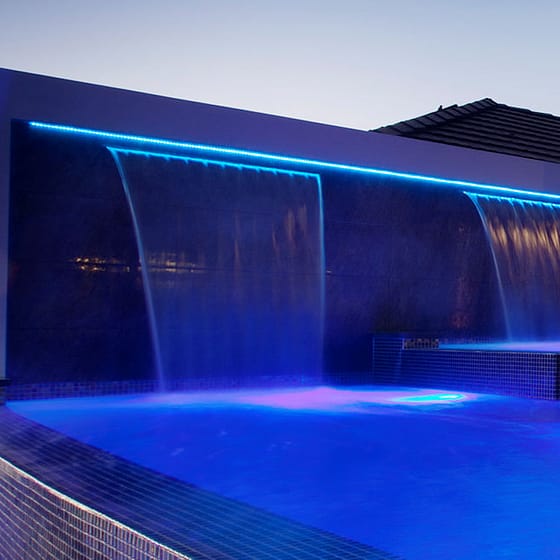 Large Sheer Waterfall with LED Lighting