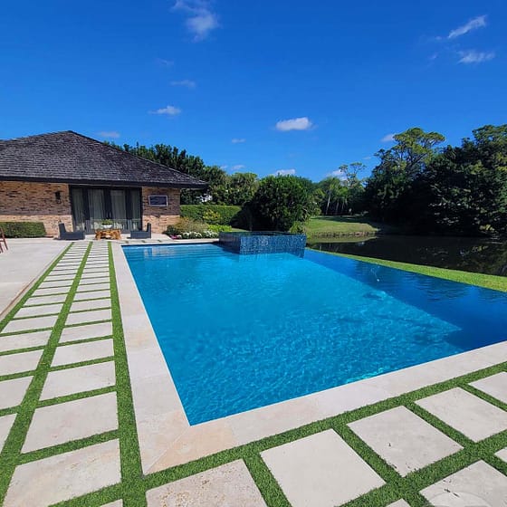 Beautiful Artificial Turf around a pool
